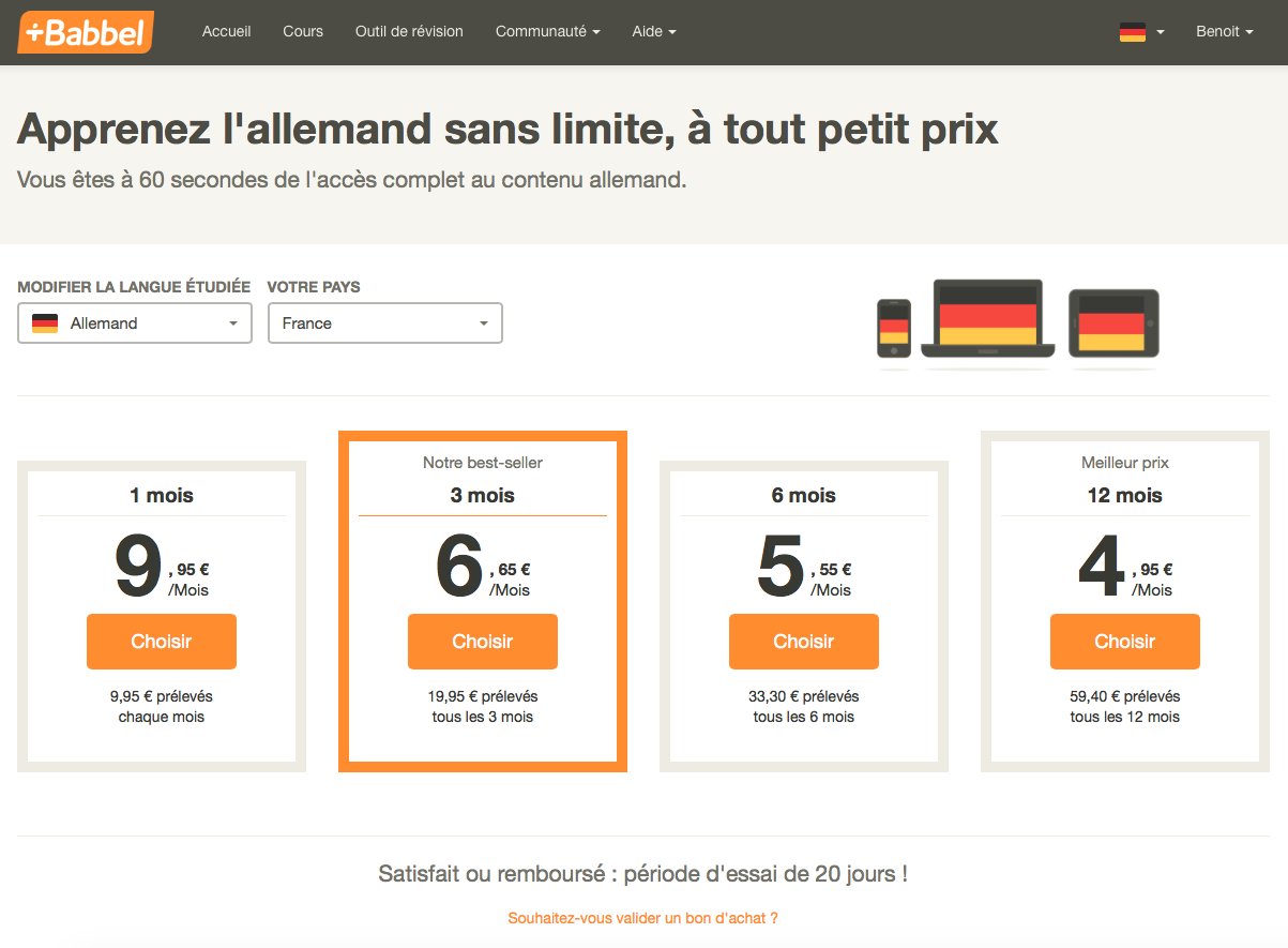 babbel allemand gratuit
